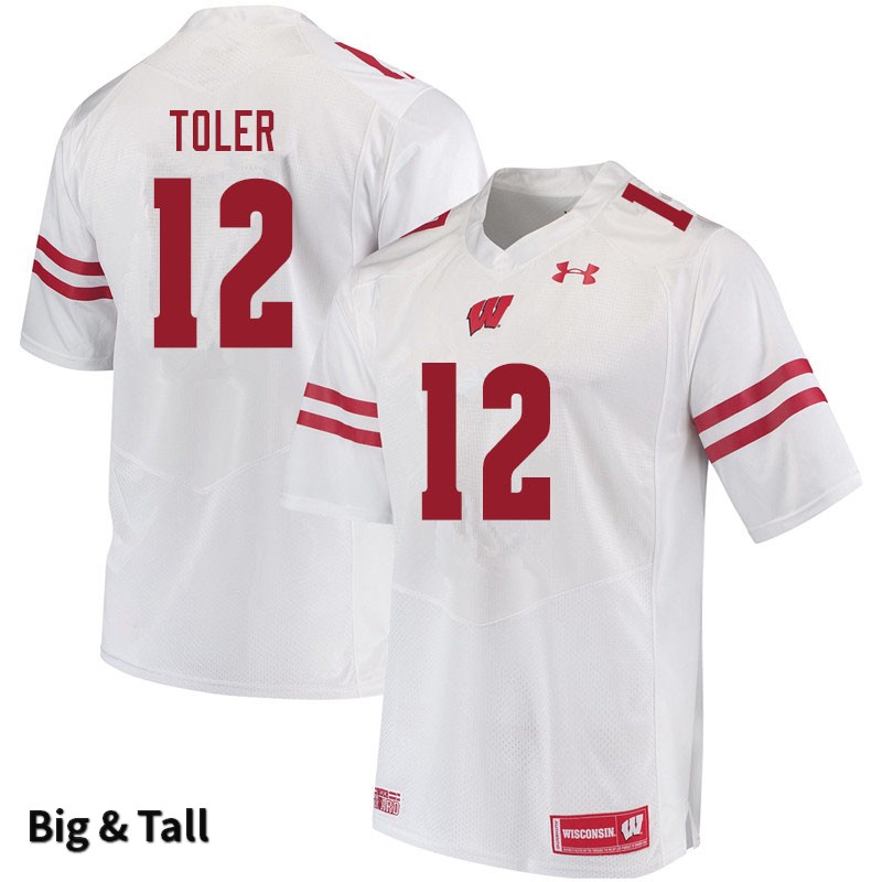 Wisconsin Badgers Men's #12 Titus Toler NCAA Under Armour Authentic White Big & Tall College Stitched Football Jersey NC40C03PP